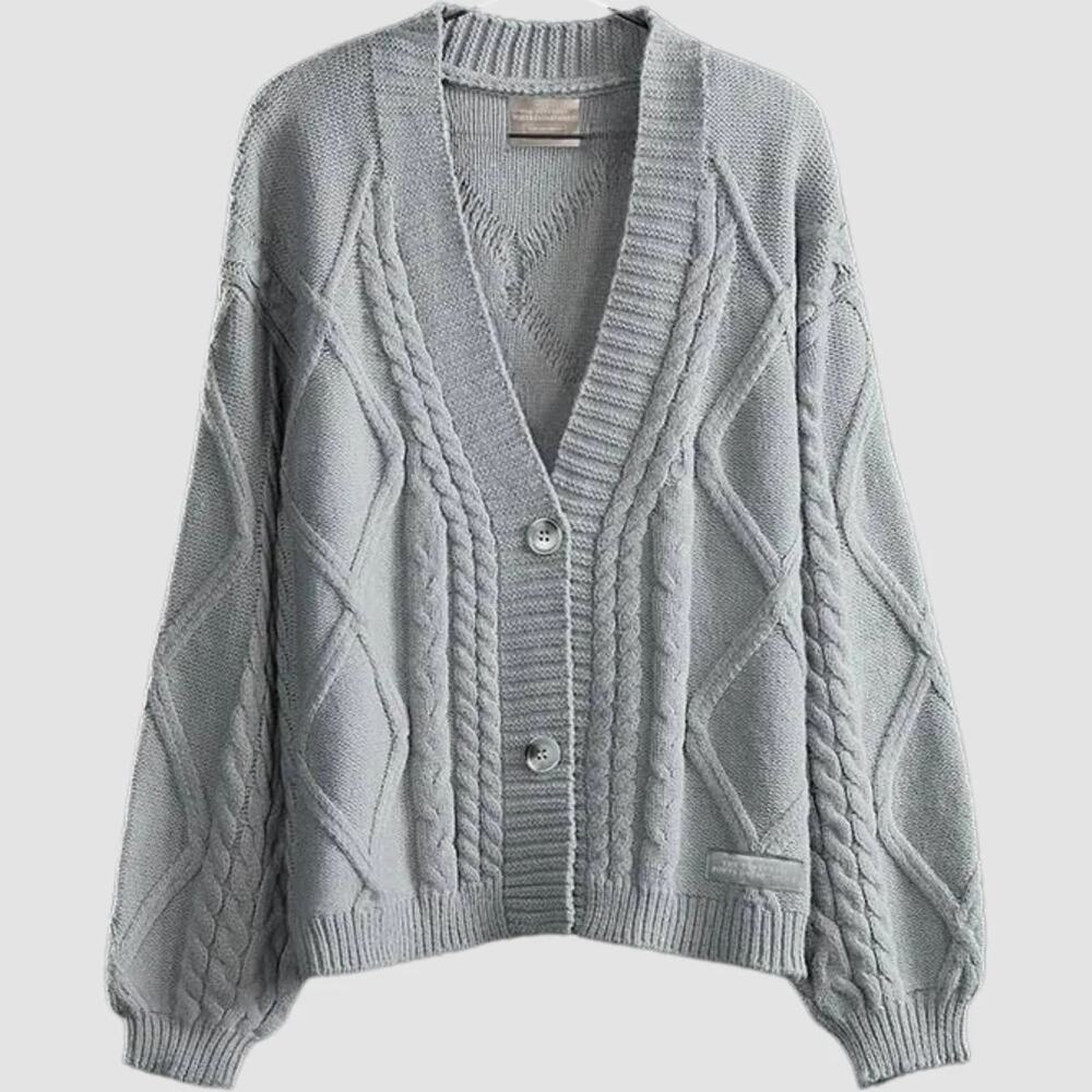 Taylor Swift TTPD Tortured Poets Department Gray Cardigan Sweater Women's M/L